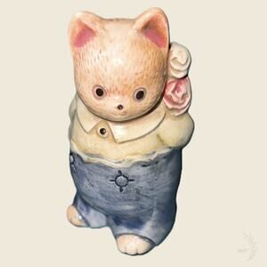 Takahashi Cat Figurine Ornament Pair Vintage Ceramic Decor